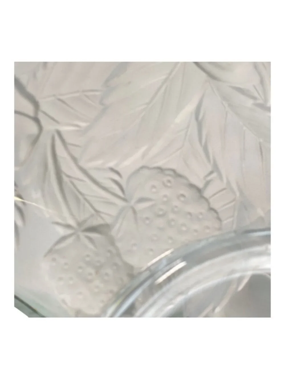 Glass Serving Platter With Raised Fruit & Leaf Design Scalloped Edges 14